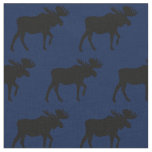 Moose Silhouettes Blue Fabric