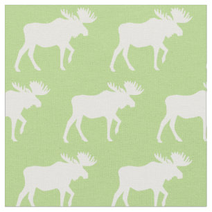 Moose Silhouettes Green Baby Fabric