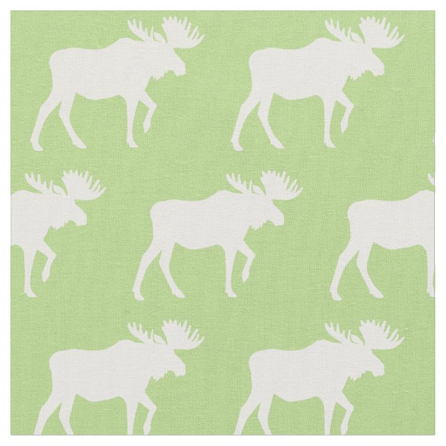 Moose Silhouettes Green Baby Fabric (Close Up)