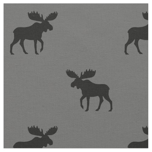Moose Silhouettes Grey and Black Patterned Fabric