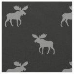 Moose Silhouettes Grey and Black Patterned Fabric