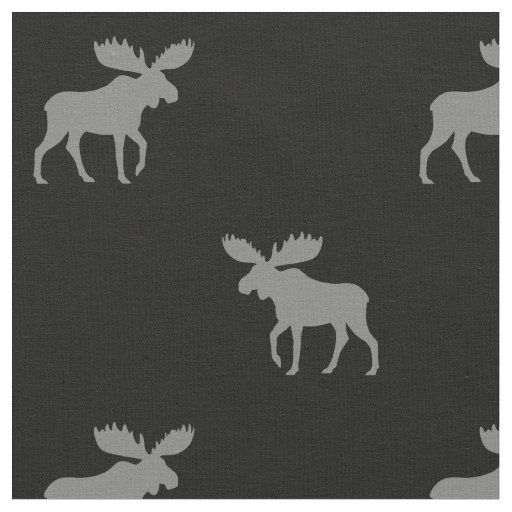 Moose Silhouettes Grey and Black Patterned Fabric