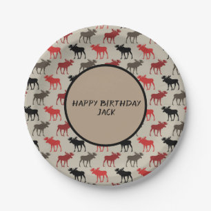 Moose Silhouettes Personalized Paper Plates