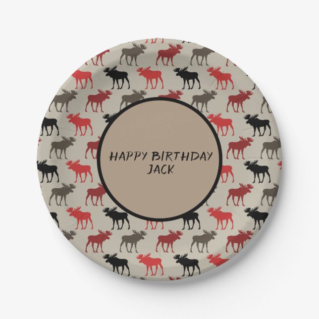 Moose Silhouettes Personalized Paper Plates (Front)