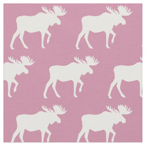Moose Silhouettes Pink Baby Fabric