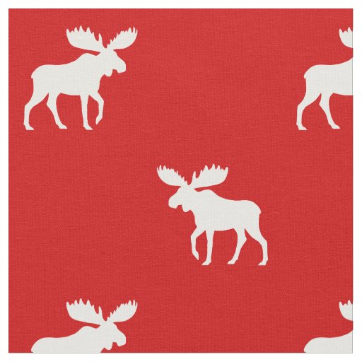 Moose Silhouettes Red and White Patterned Fabric