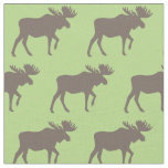 Moose Silhouettes Tan Green Fabric