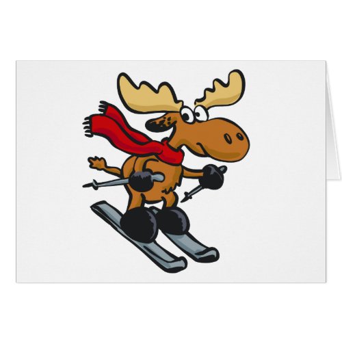 Moose skier cartoon  choose background color