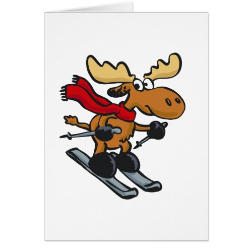 Moose skier cartoon  choose background color