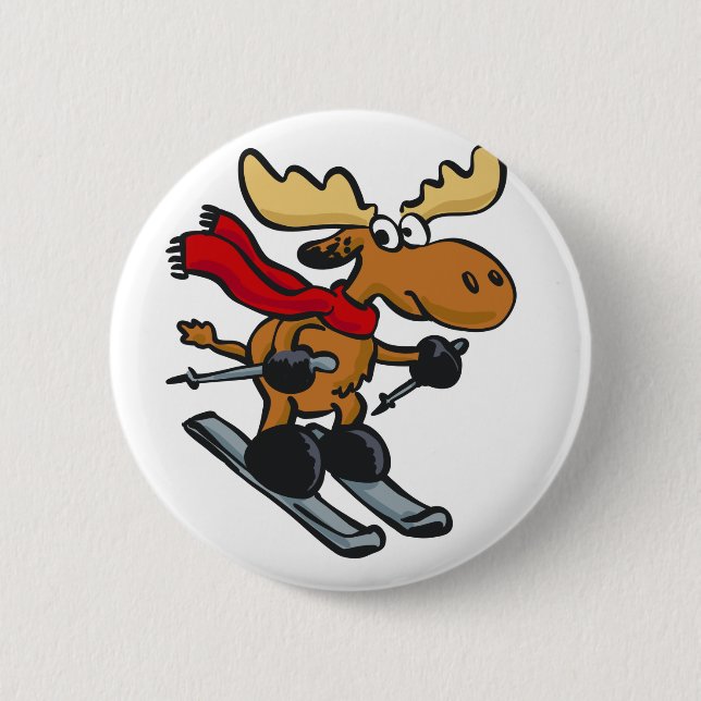 Moose skier cartoon | choose background color button (Front)