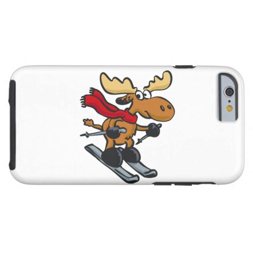 Moose skier cartoon  choose background color tough iPhone 6 case