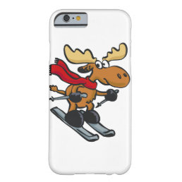 Moose skier cartoon | choose background color barely there iPhone 6 case