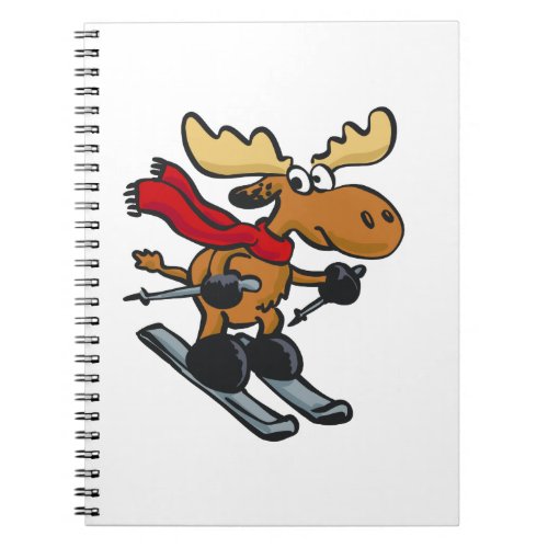 Moose skier cartoon  choose background color notebook
