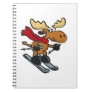 Moose skier cartoon | choose background color notebook