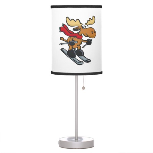 Moose skier cartoon  choose background color table lamp