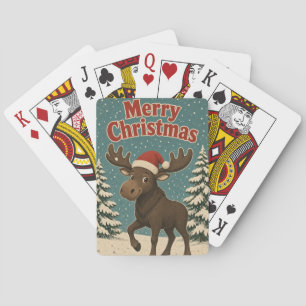 Moose Snow Pine Animal Christmas Poker Cards