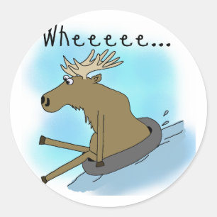 Moose Snow Tubing Classic Round Sticker