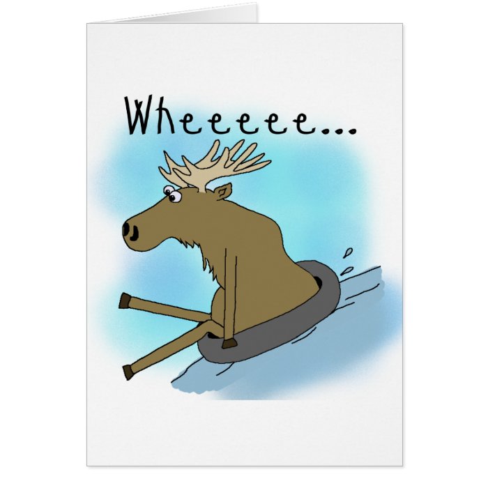 Moose Snow  Tubing Greeting Cards