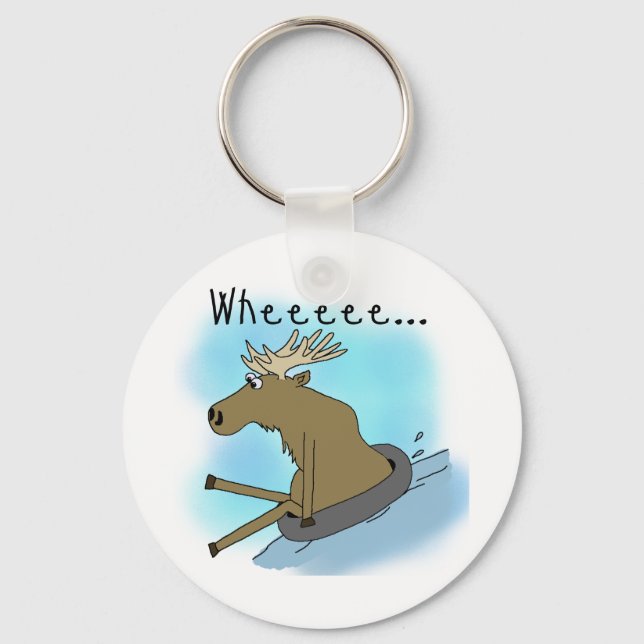 Moose Snow  Tubing Keychain (Front)