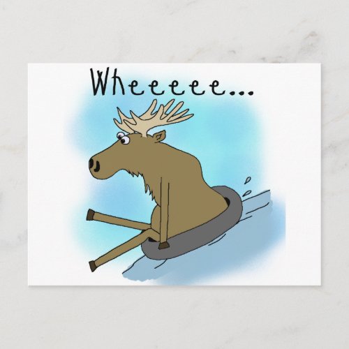 Moose Snow  Tubing Postcard