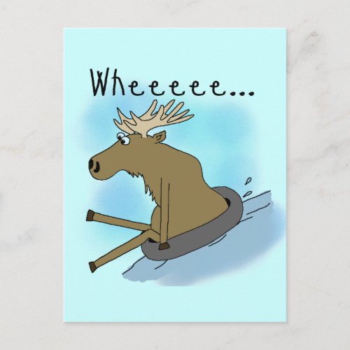 Moose Snow  Tubing Postcard