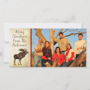 Moose & Snowflake Merry Christmas Holiday Card