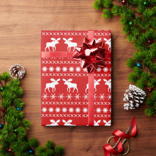 Moose Sweater Style Pattern Christmas Holiday Wrapping Paper