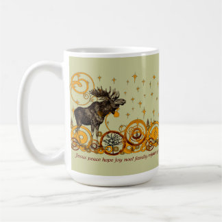 Moose Swirl Stars Moon Peace Joy Ho Ho Ho Stein