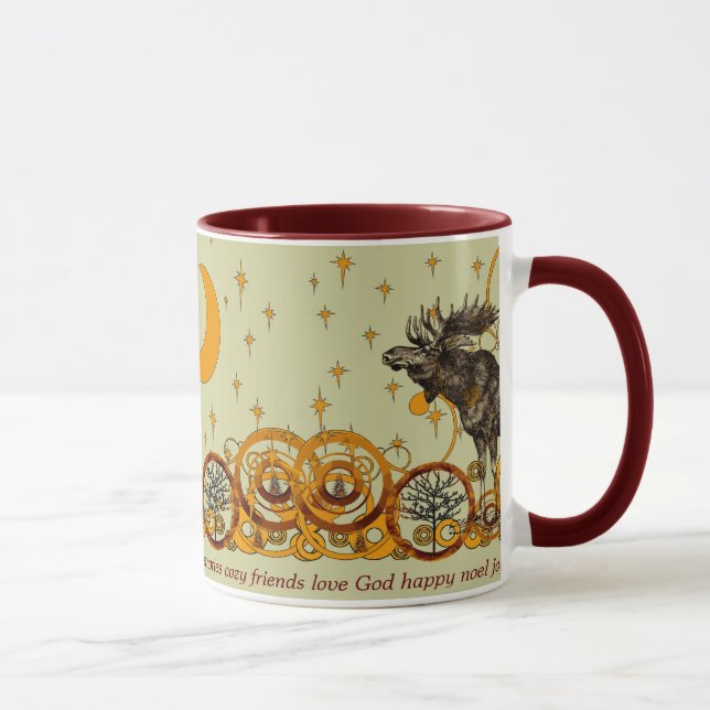 Moose Swirl Stars Moon Peace Joy Ho Ho Ho Stein (Right)