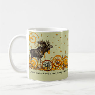Moose Swirl Stars Moon Peace Joy Ho Ho Ho Stein
