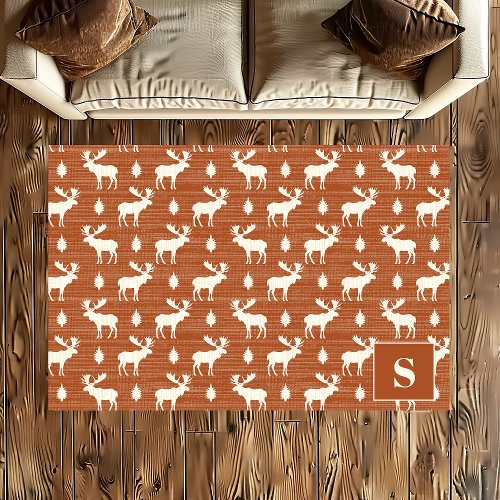 Moose Terracotta Monogrammed Rug