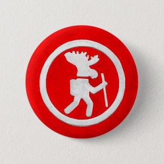 Hiking Moose Trail Marker Button
