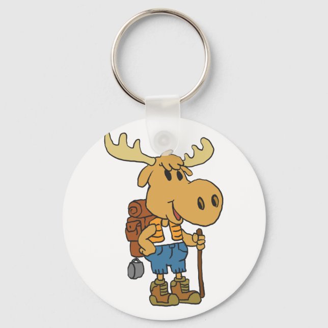 Moose traveler with backpack | choose back color keychain (Front)