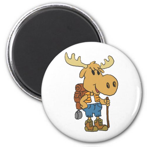 Moose traveler with backpack  choose back color magnet