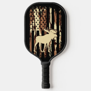 Moose US American Flag Hunting Elk Carbon Fiber Pickleball Paddle