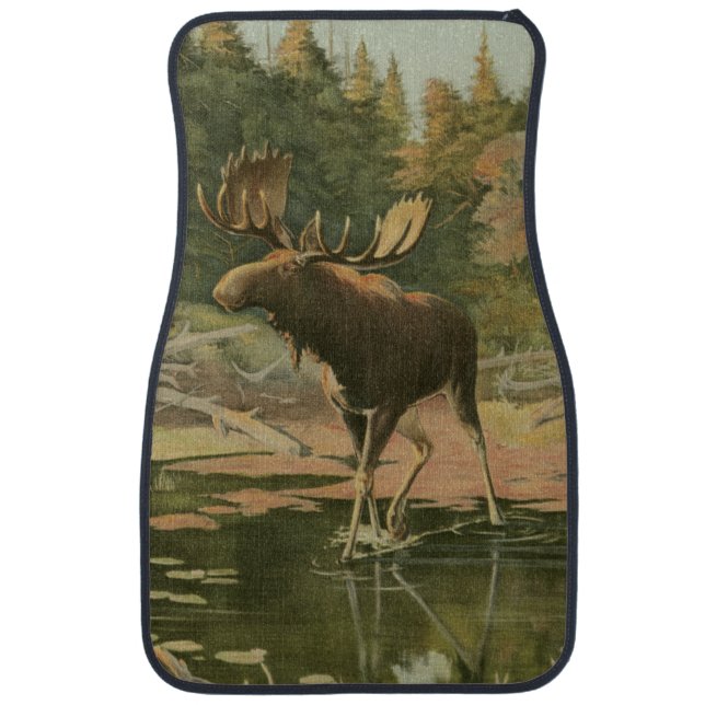 Moose Walking in Water Car Mat (Front)
