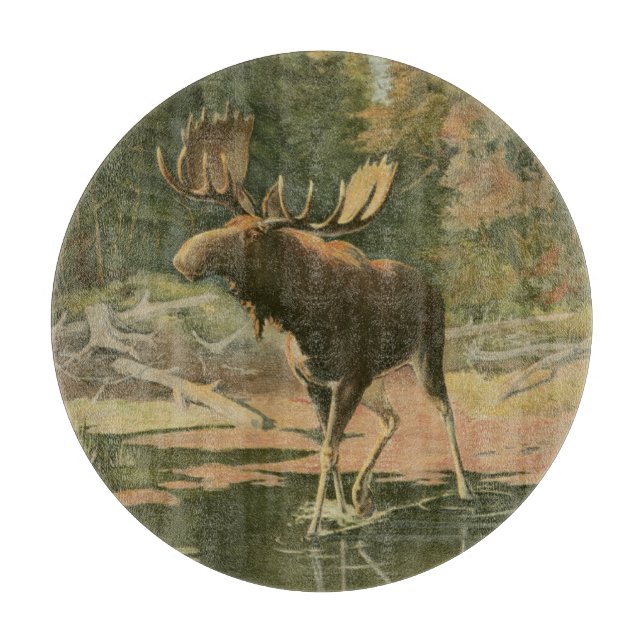 Moose Walking in Water Cutting Board (Front)
