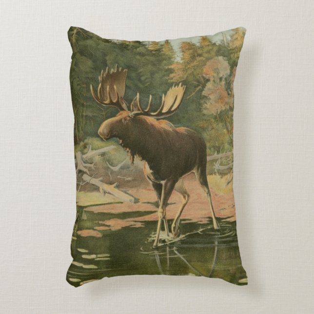 Moose Walking in Water Decorative Pillow (Front(Vertical))