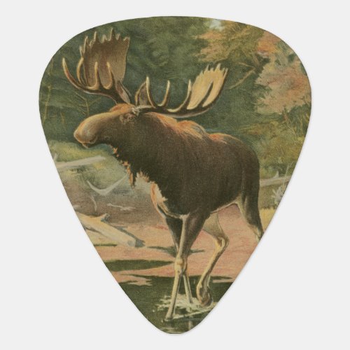 Moose Walking in Water Guitar Pick