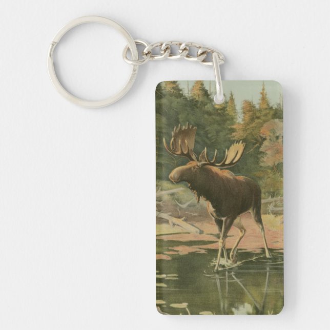 Moose Walking in Water Keychain (Front)