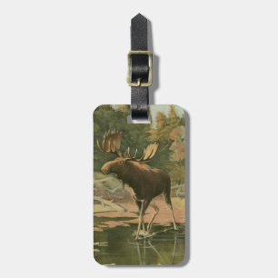 Moose Walking in Water Luggage Tag