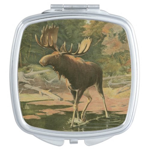 Moose Walking in Water Makeup Mirror