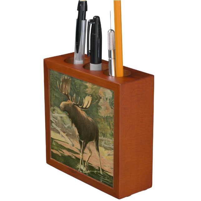 Moose Walking in Water Pencil Holder (In Situ)