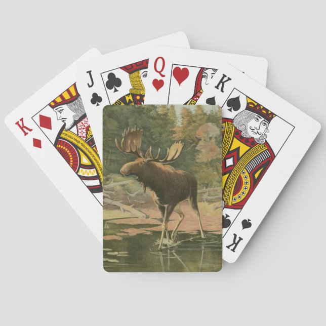Moose Walking in Water Poker Cards (Back)