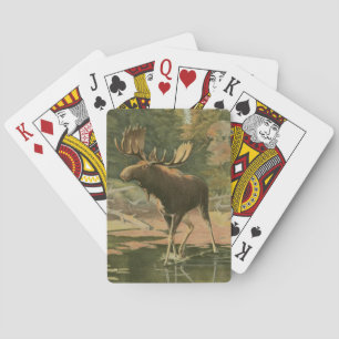 Moose Walking in Water Poker Cards