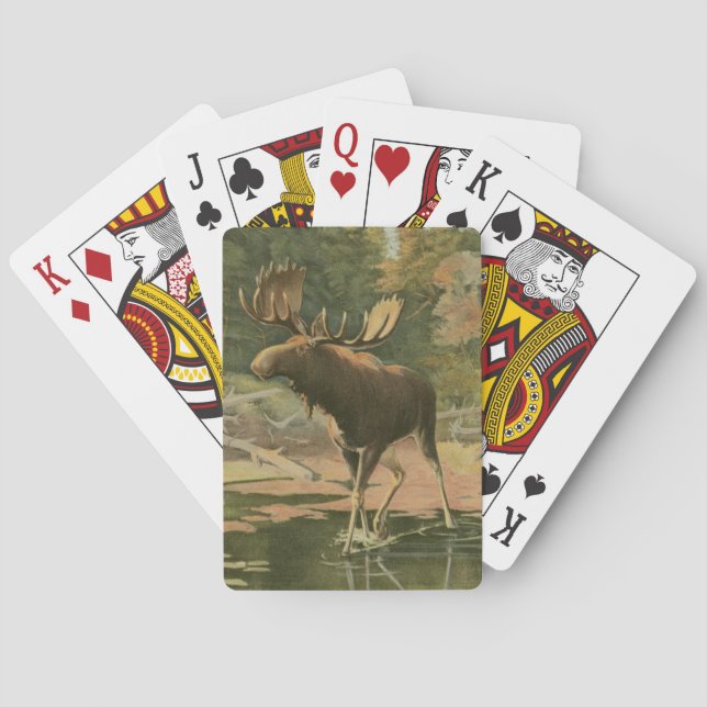 Moose Walking in Water Poker Cards (Back)