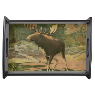 Moose Walking in Water Serving Tray