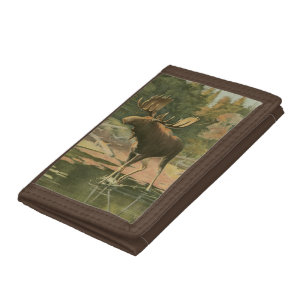 Moose Walking in Water Tri-fold Wallet
