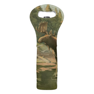 Moose Walking in Water Wine Bag
