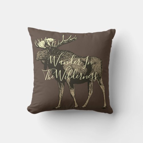 Moose Walking Wilderness Throw Pillow